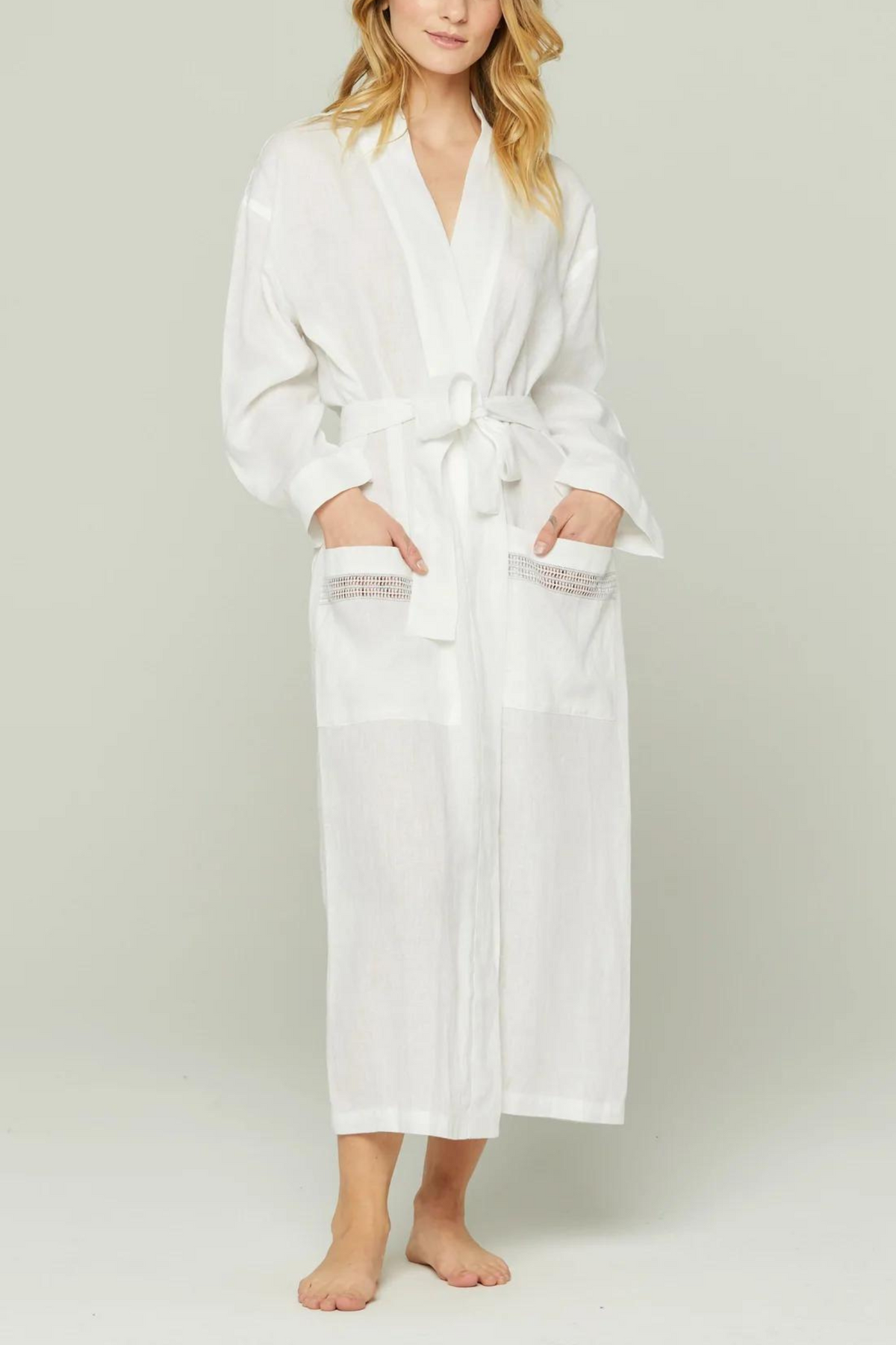 Italian Linen Robe – Robe – WHITE