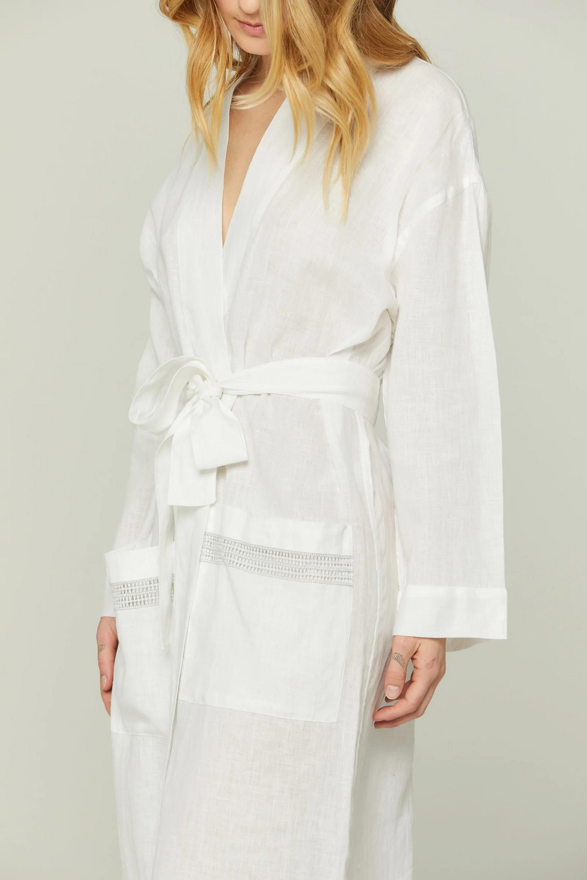 Italian Linen Robe – Robe – WHITE