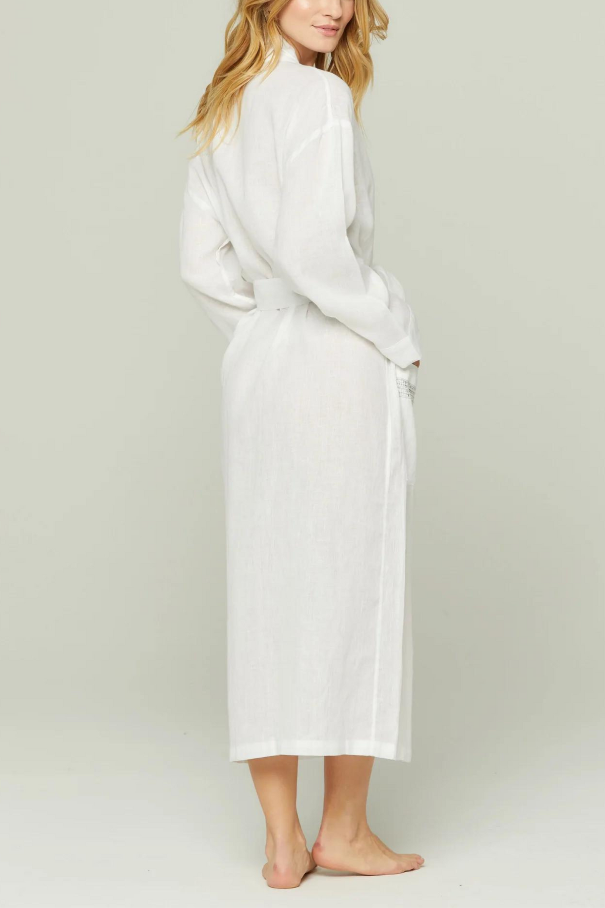 Italian Linen Robe – Robe – WHITE