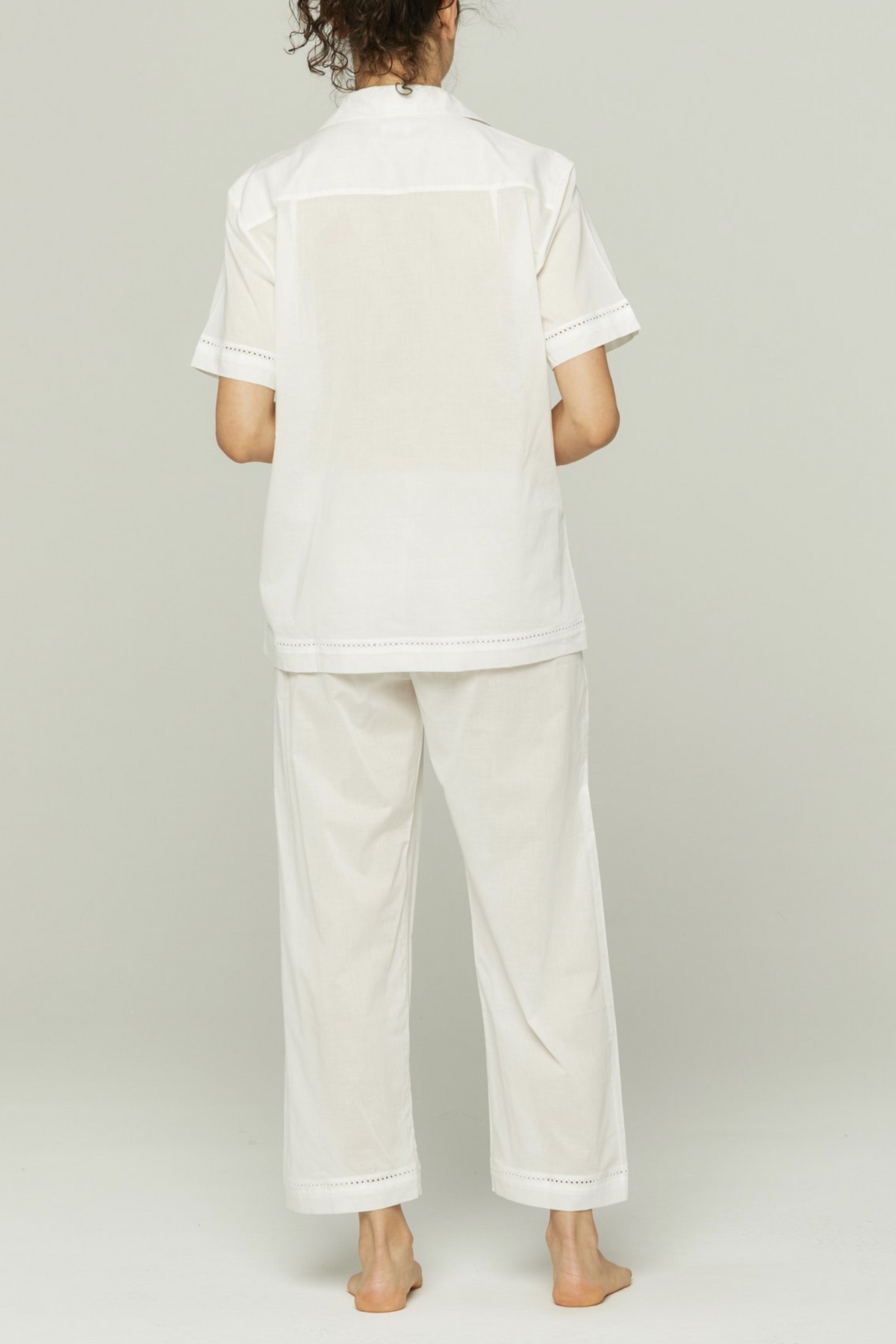 Short Sleeve Cropped Pant PJ Set - White – Pajama Set – WHITE