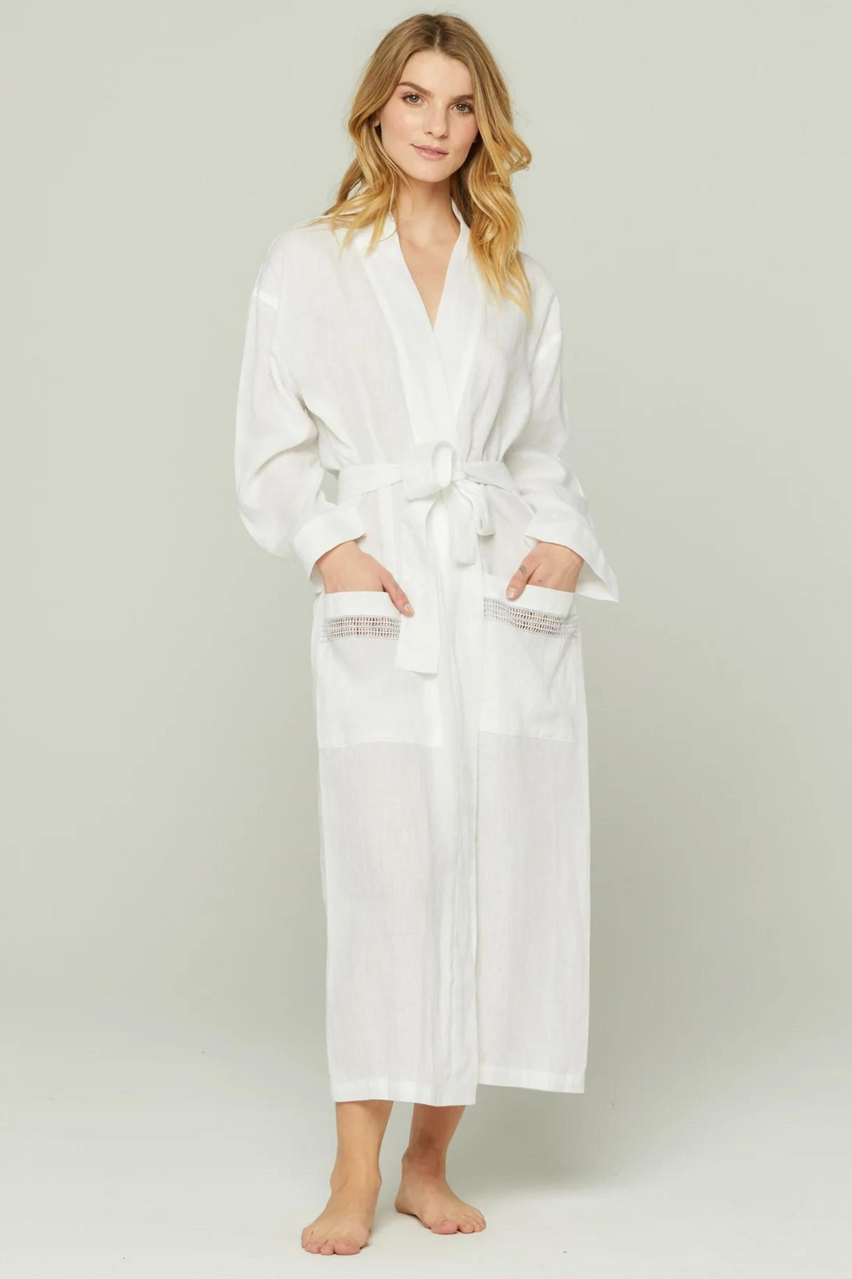 Italian Linen Robe – Robe – WHITE