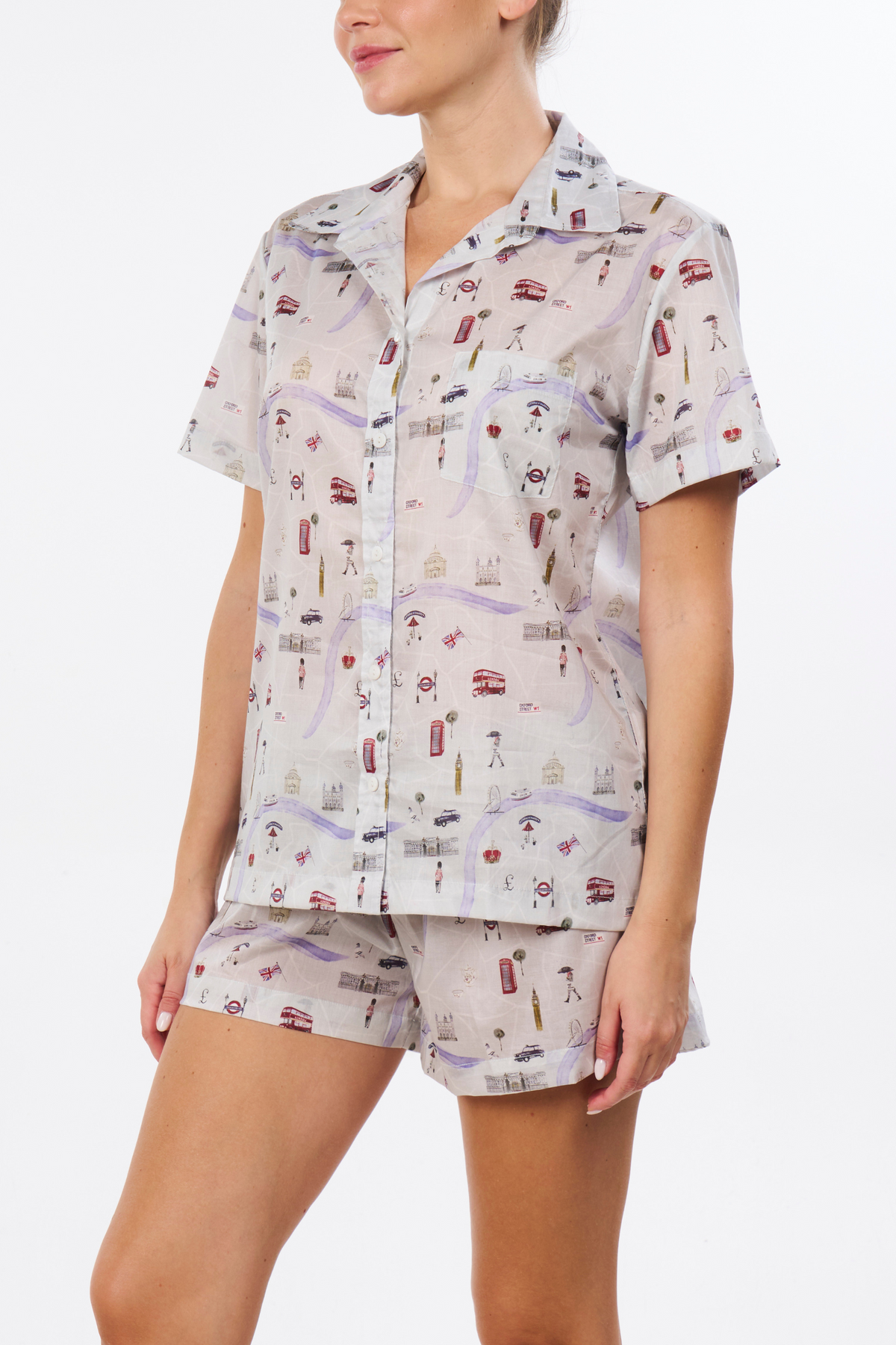 London Print Short Set – Pajama Set – MULTI