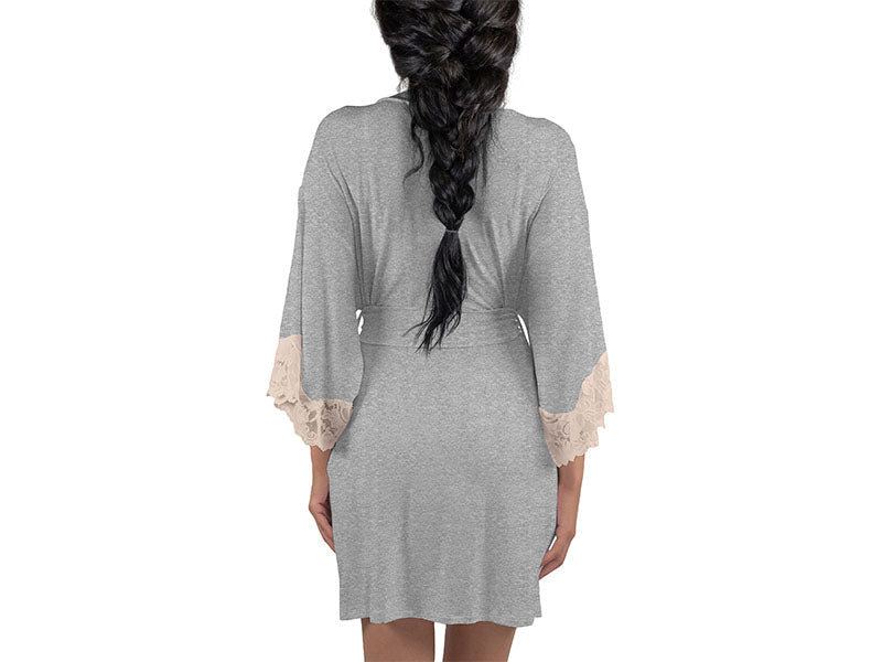 Calla Modal Kimono with Lace, Champagne / Heather Grey – Robe – Champagne / Heather Grey