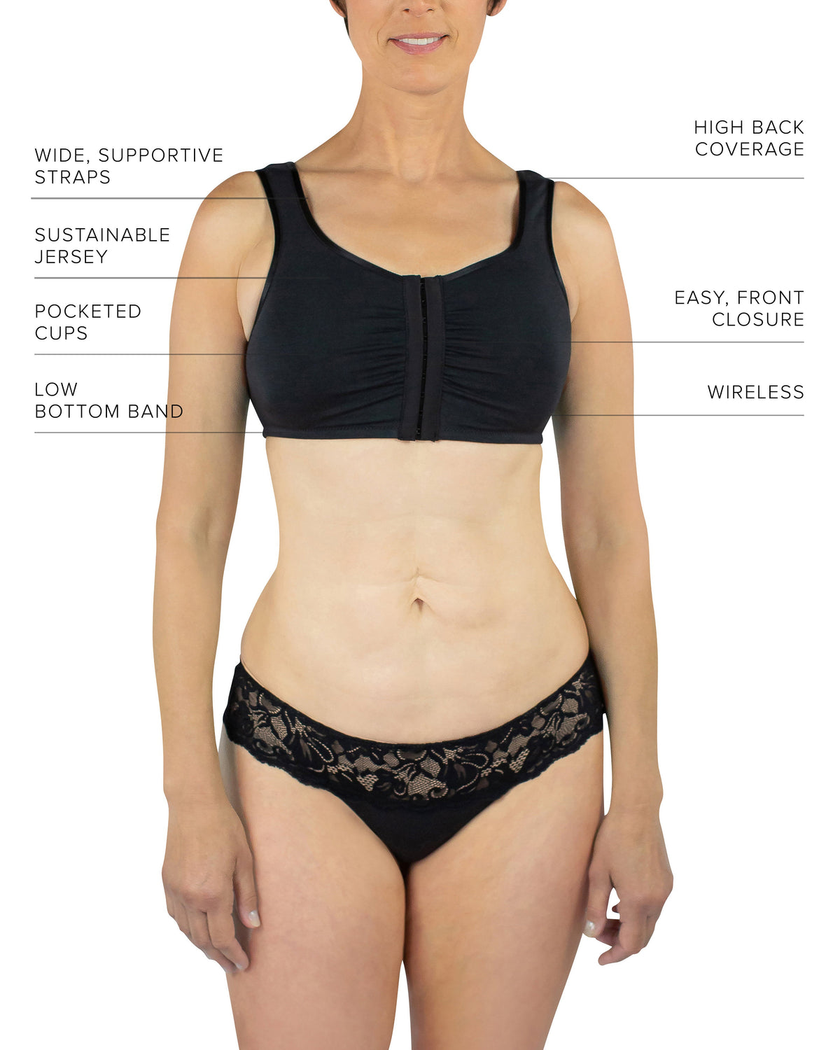 Maia Front Close Bra, Black – Bra