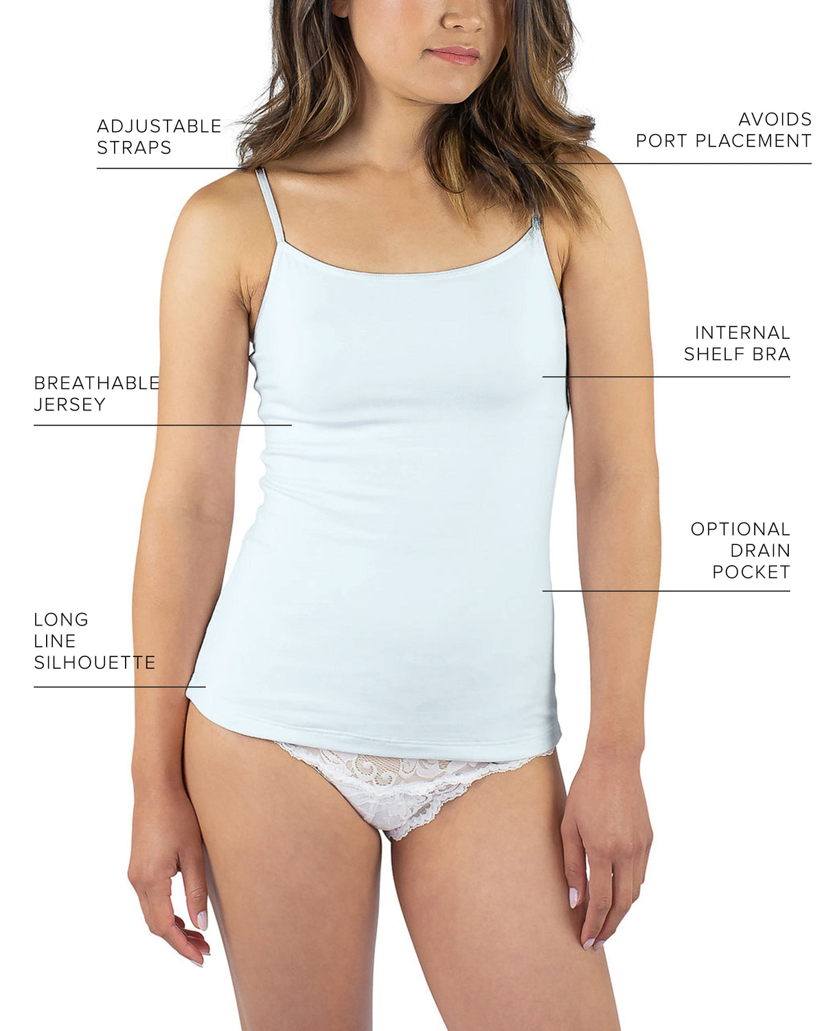 Maia Sustainable Jersey Cami, Mist – Camisole