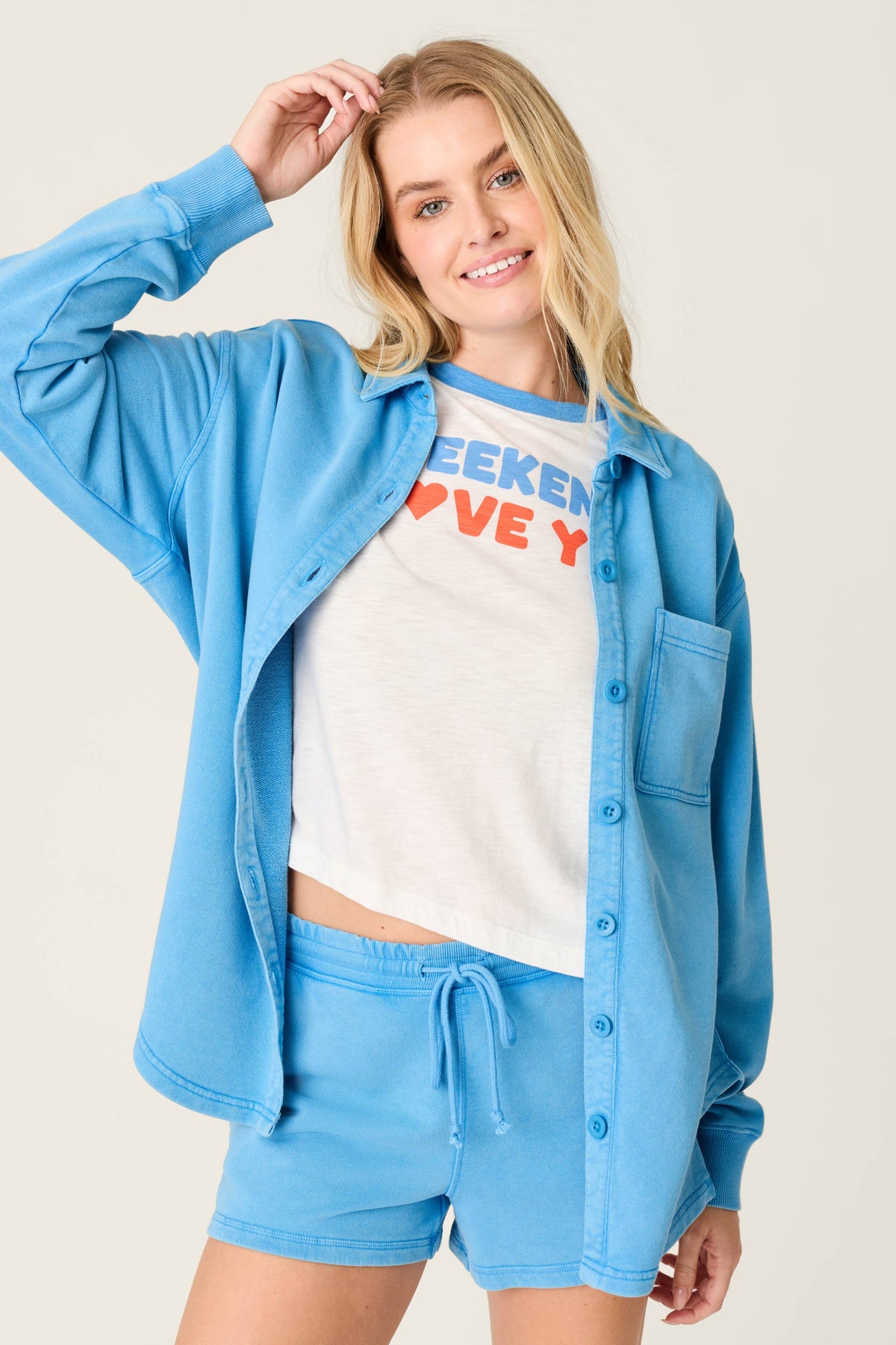 Washed Away Marine Blue Shirt Jacket – Jacket – MARINE BLUE