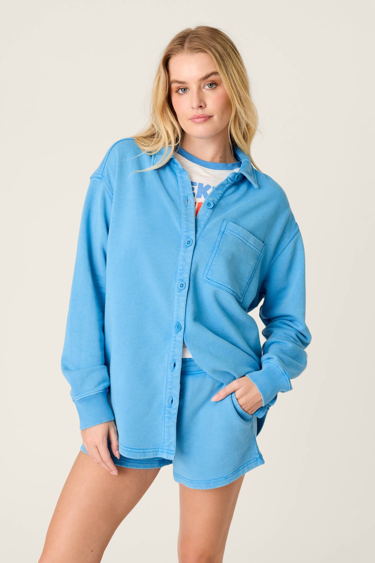 Washed Away Marine Blue Shirt Jacket – Jacket – MARINE BLUE