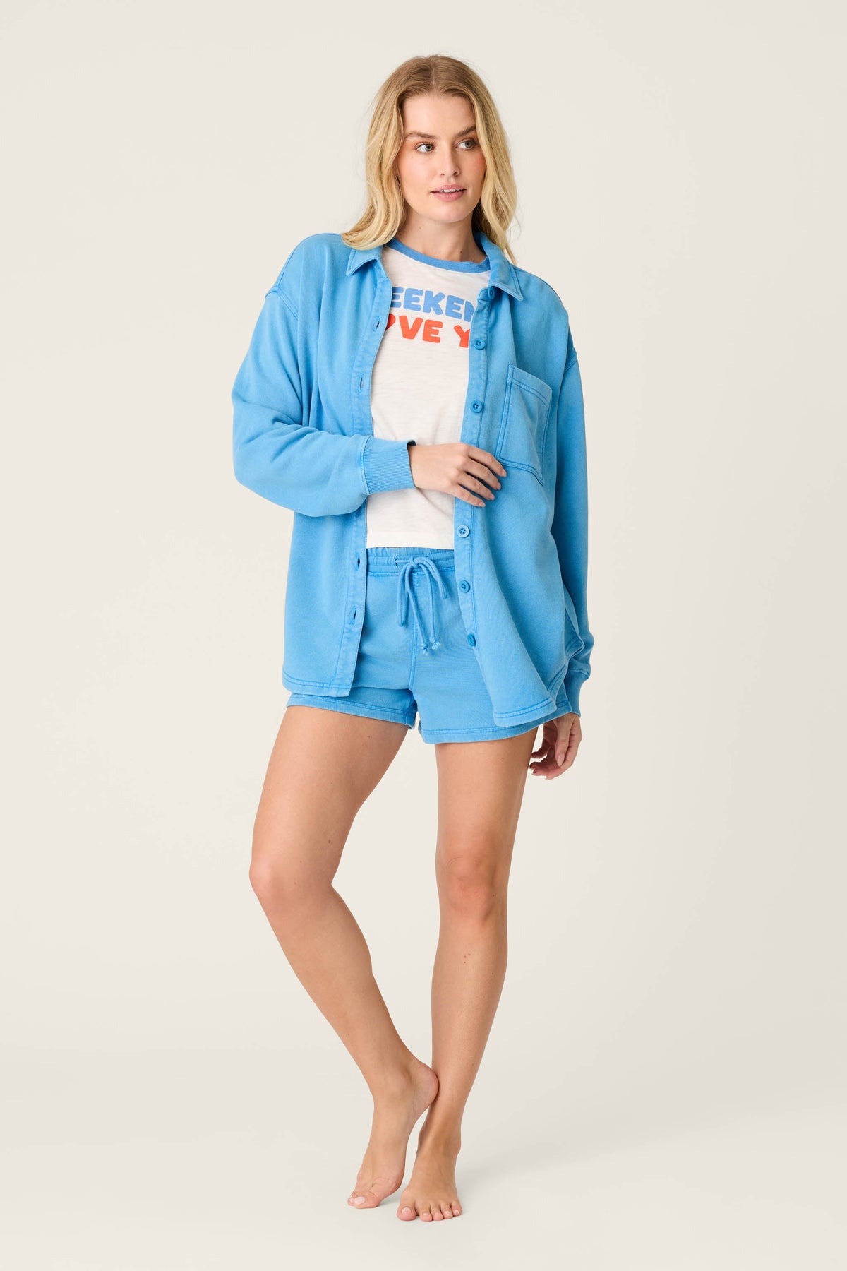Washed Away Marine Blue Shirt Jacket – Jacket – MARINE BLUE