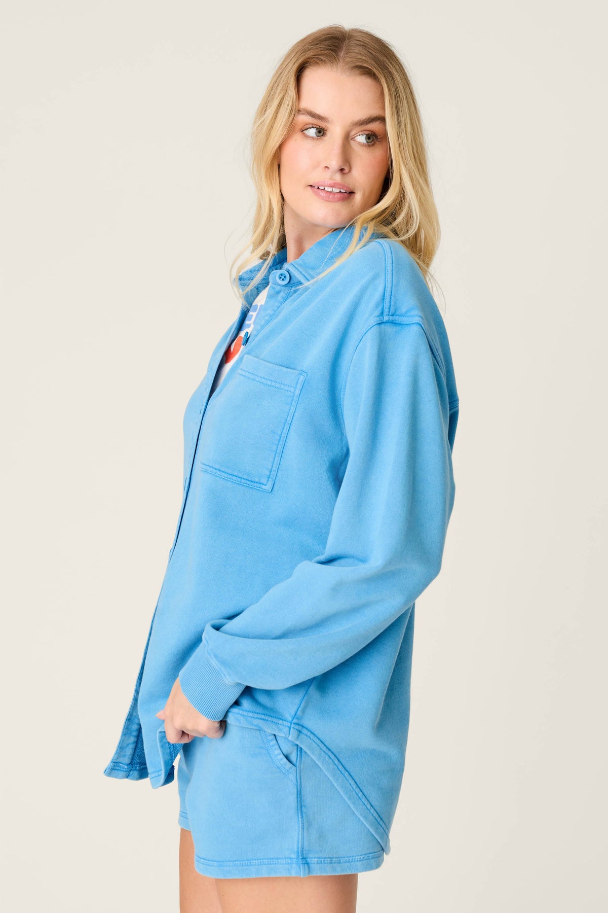 Washed Away Marine Blue Shirt Jacket – Jacket – MARINE BLUE