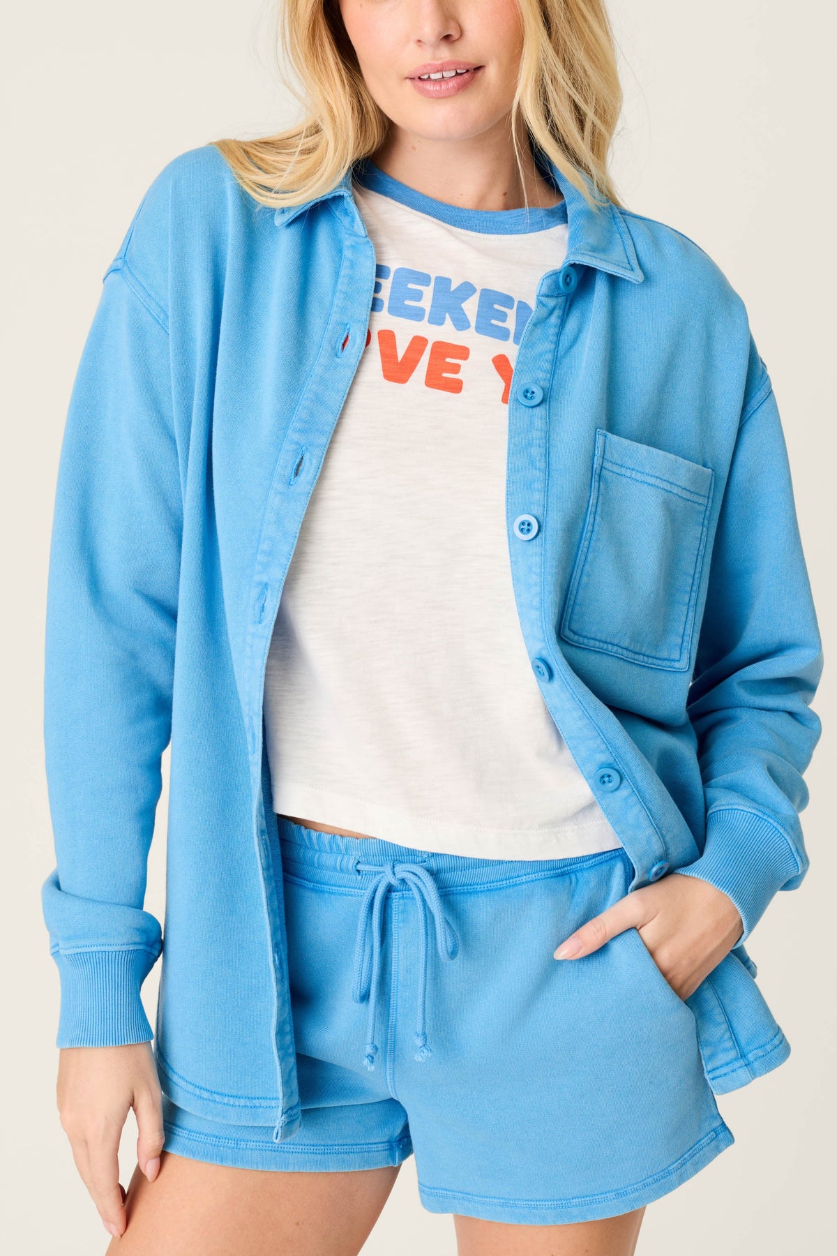 Washed Away Marine Blue Shirt Jacket – Jacket – MARINE BLUE