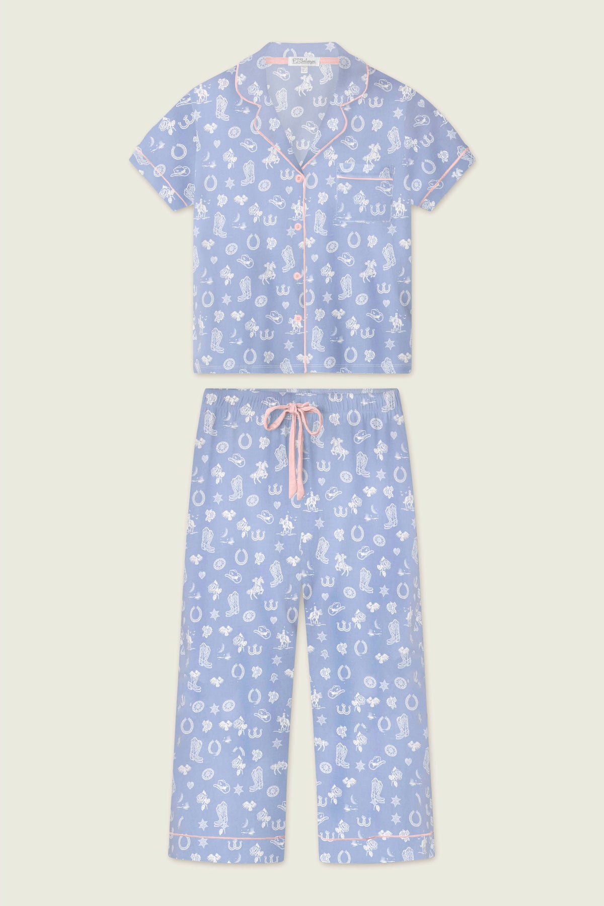 Whimsy Lone Star Love Cropped PJ Set – Pants Set – BLUE SHADOW