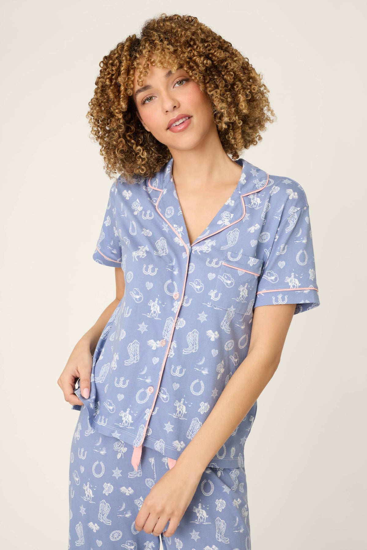 Whimsy Lone Star Love Cropped PJ Set – Pants Set – BLUE SHADOW