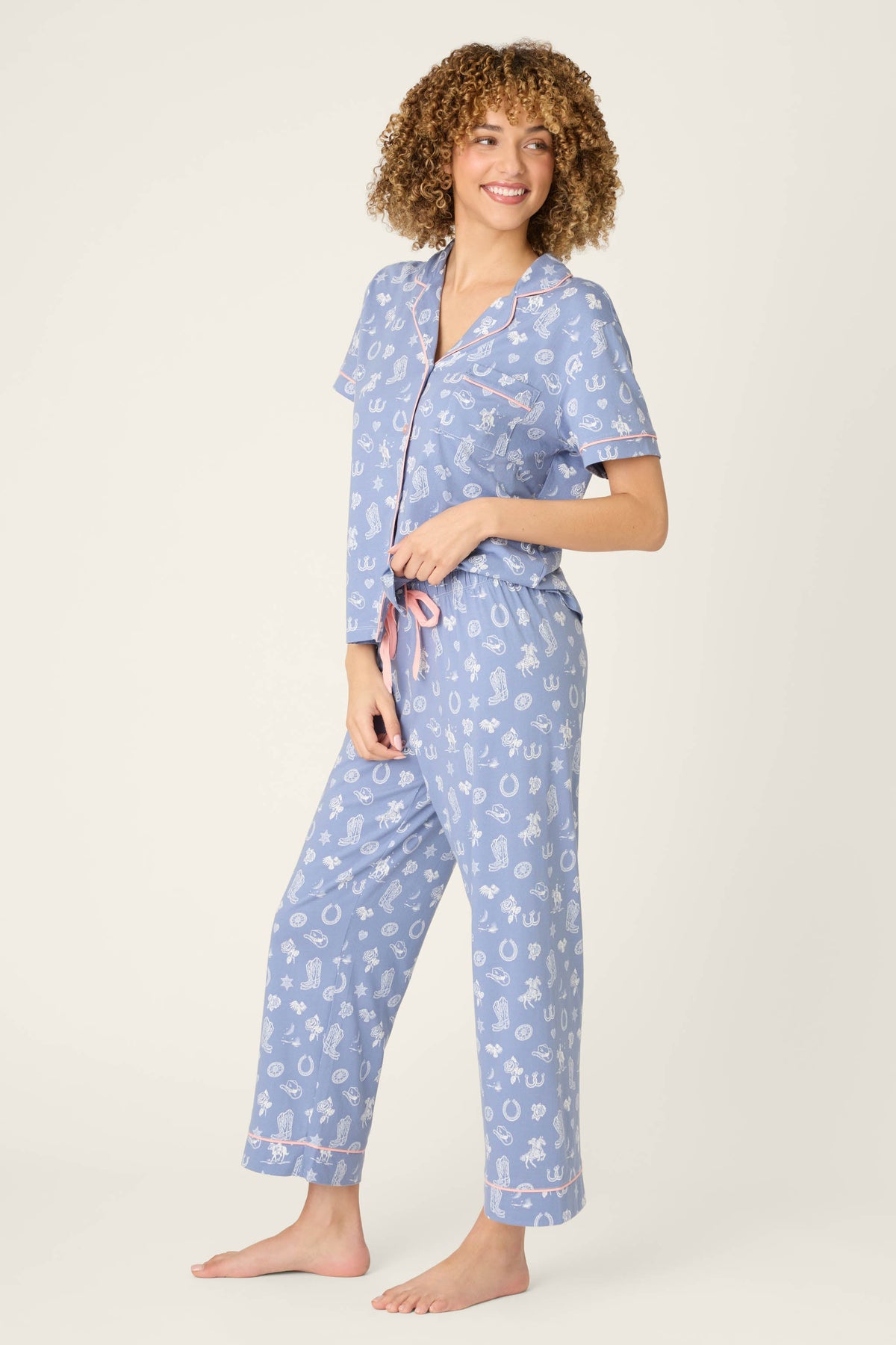 Whimsy Lone Star Love Cropped PJ Set – Pants Set – BLUE SHADOW