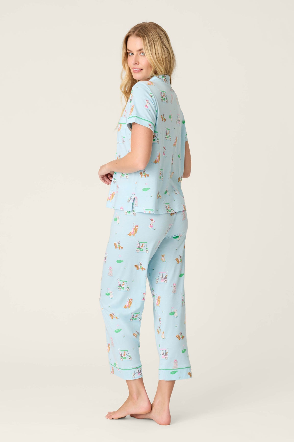 Whimsy Putter Pup Cropped PJ Set – Pants Set – LIGHT BLUE