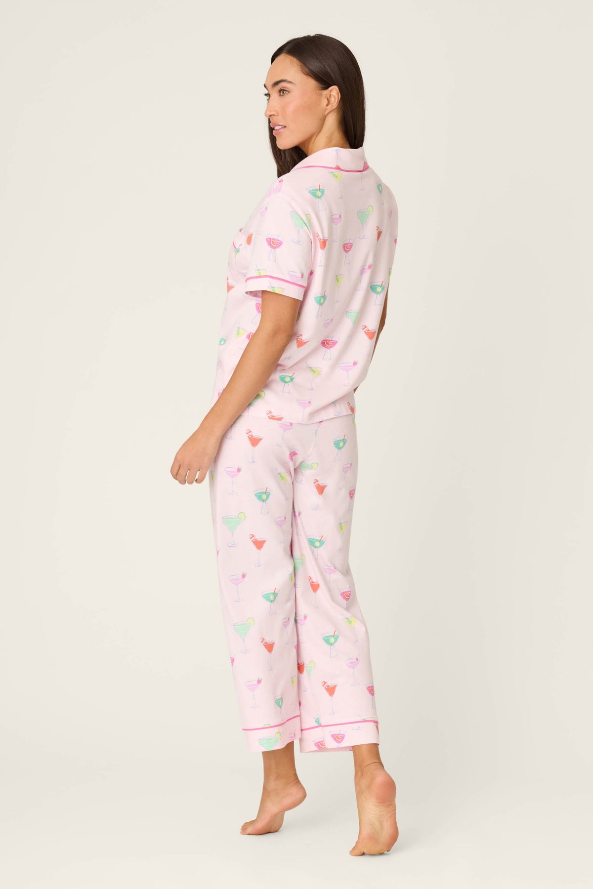 Whimsy Sip Happens Cropped PJ Set – Pants Set – LIGHT PINK
