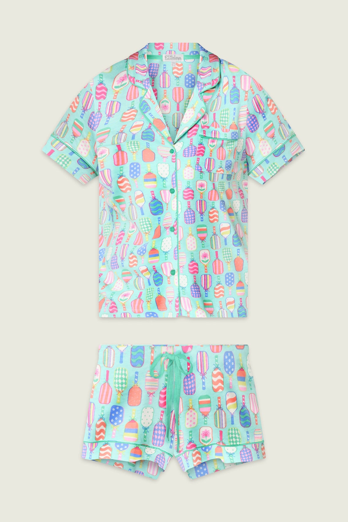 Whimsy Paddle Party Short PJ Set – Shorts Set – OASIS BLUE