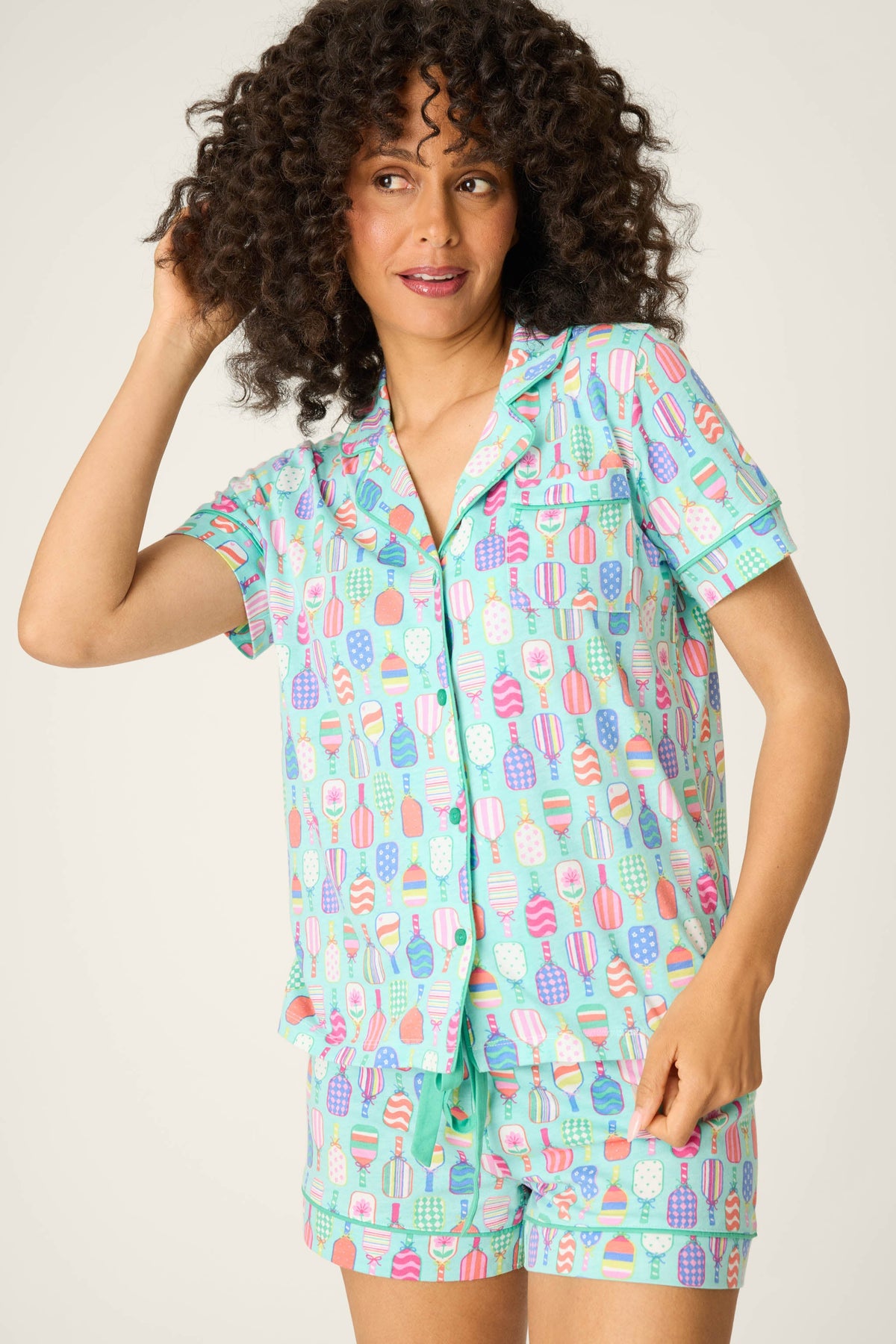 Whimsy Paddle Party Short PJ Set – Shorts Set – OASIS BLUE