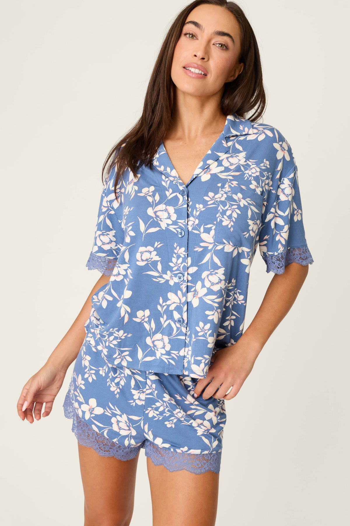Flora Dreams Twilight Garden Short PJ Set – Shorts Set – MOONLIGHT BLUE
