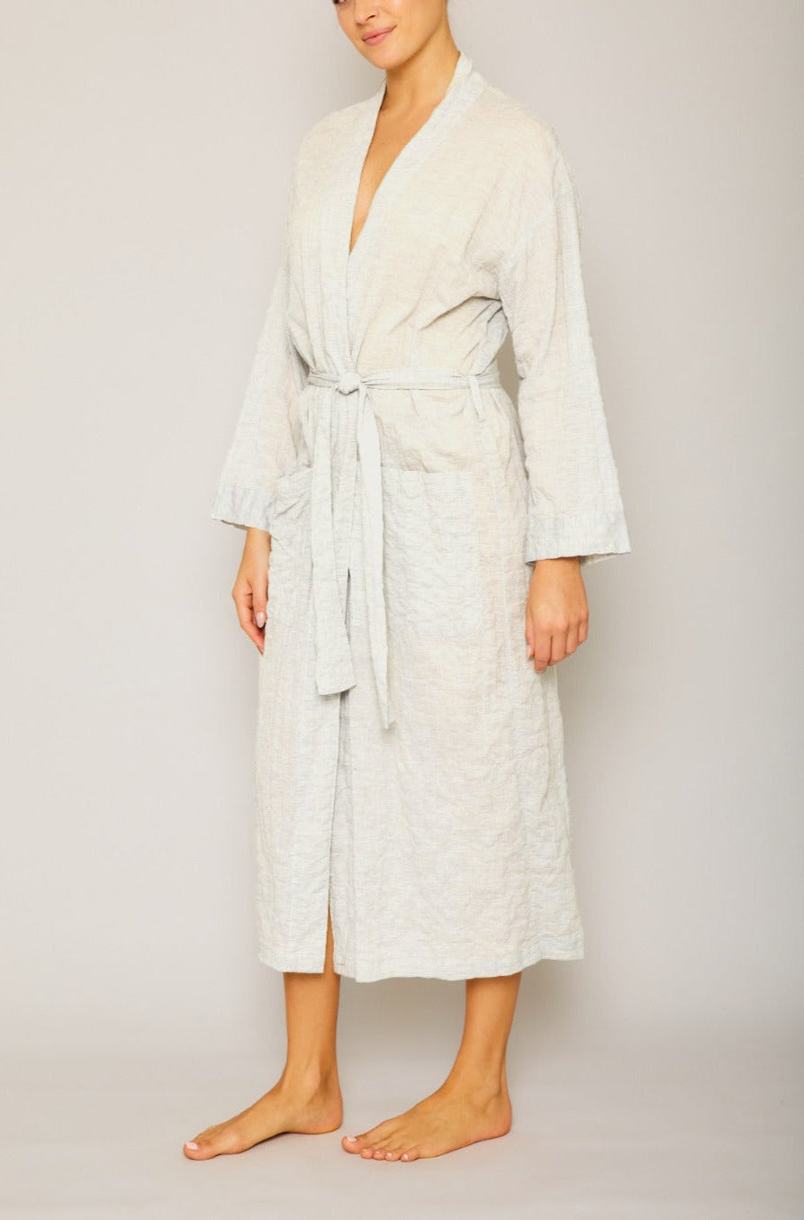 Organic Japanese Cotton Long Robe-Cream – Robe – CREAM