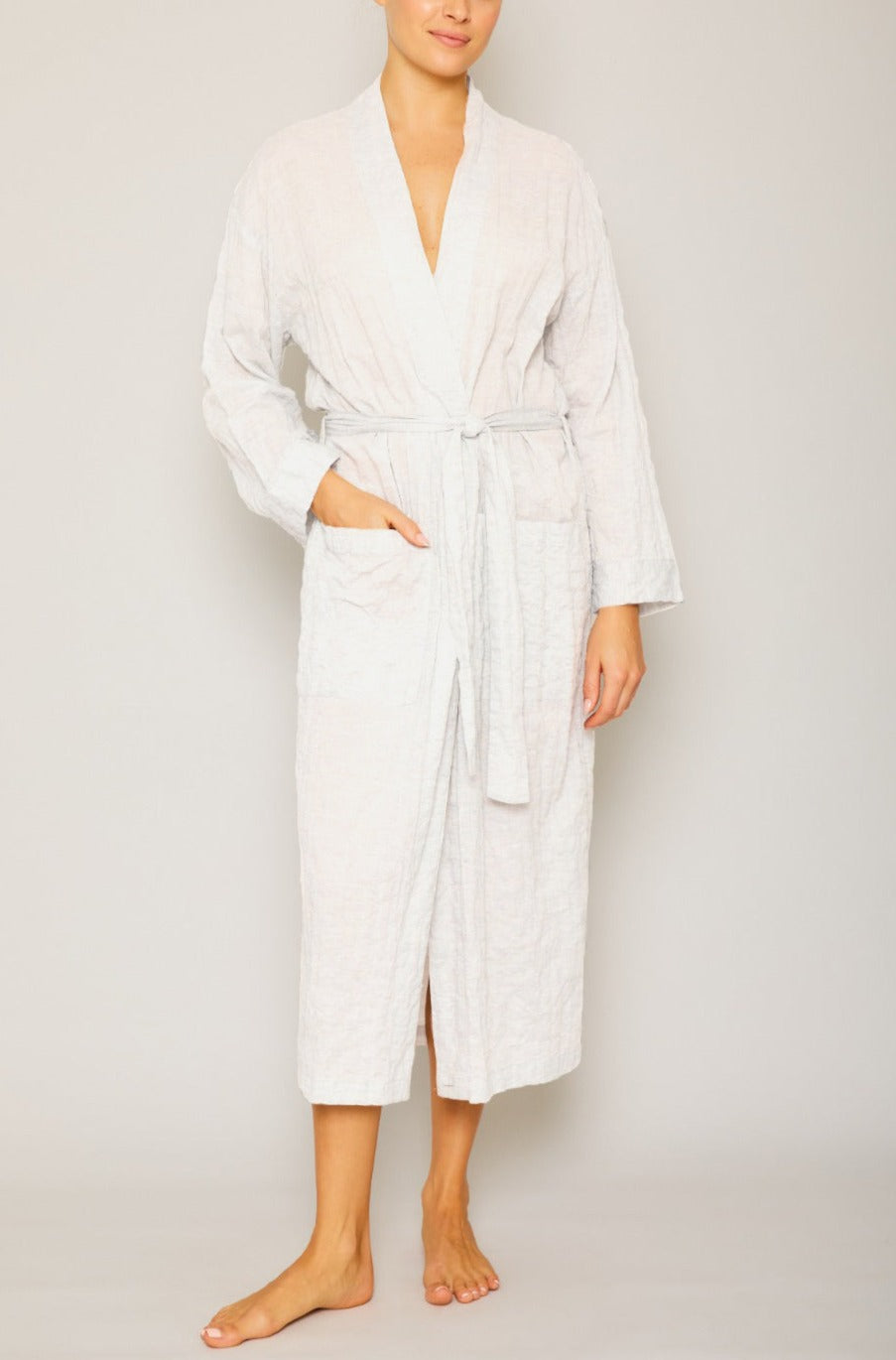 Organic Japanese Cotton Long Robe-Cream – Robe – CREAM